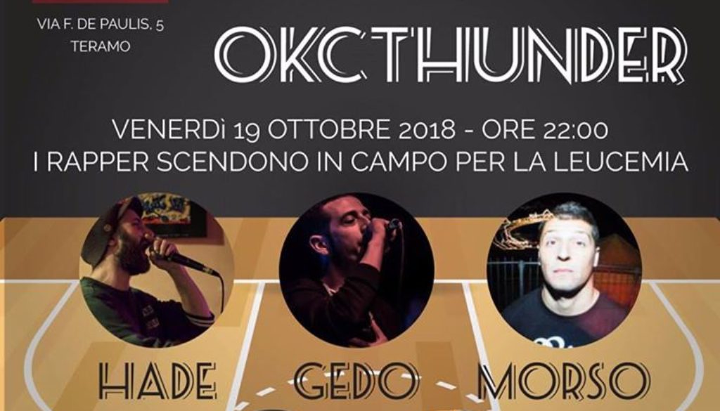 “Okcthunder”: il rap contro la leucemia al “Sound” di Teramo