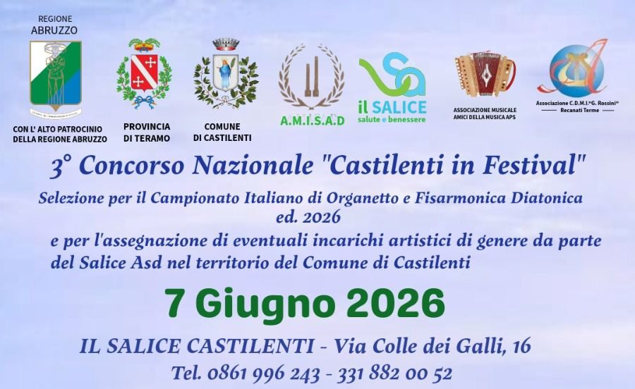 Organetto e fisarmonica, Castilenti ospita la selezione nazionale