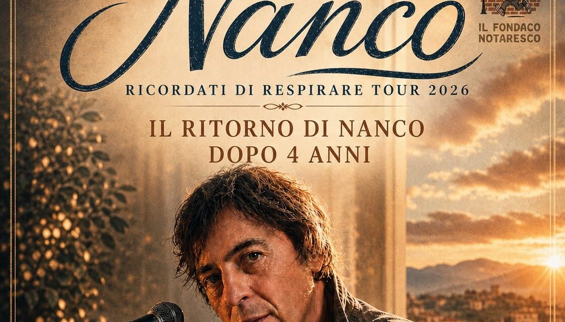 Nanco torna sul palco: concerto a Notaresco il 15 maggio