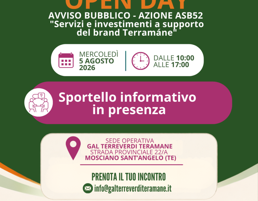 Turismo rurale nel Teramano, nuovo bando sul marchio Terramàne