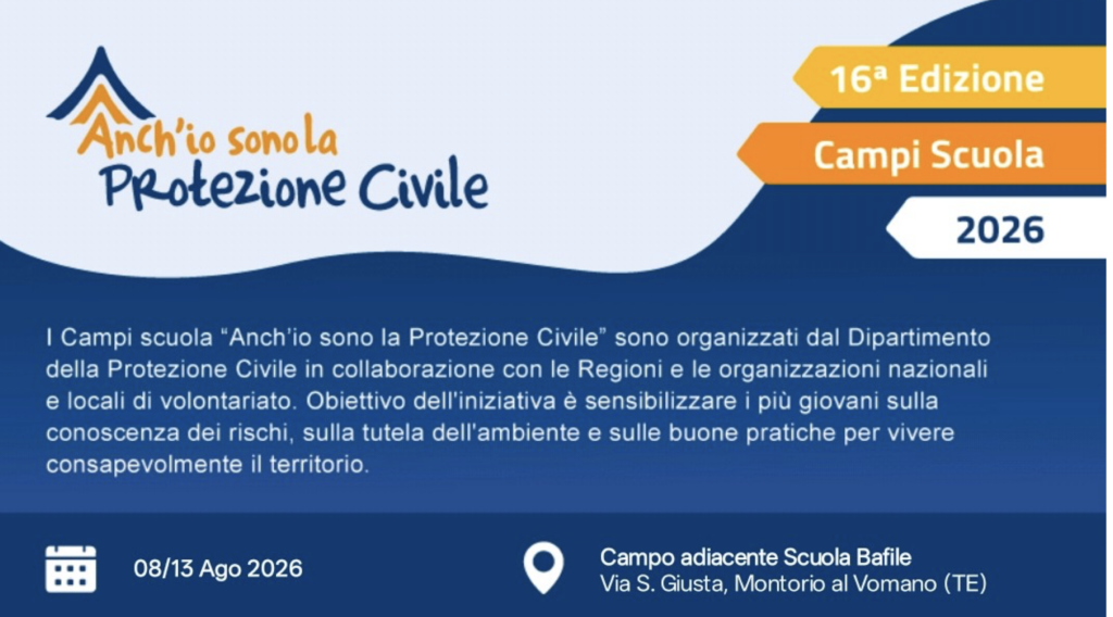 Montorio, campo di Protezione civile per giovani dai 10 anni