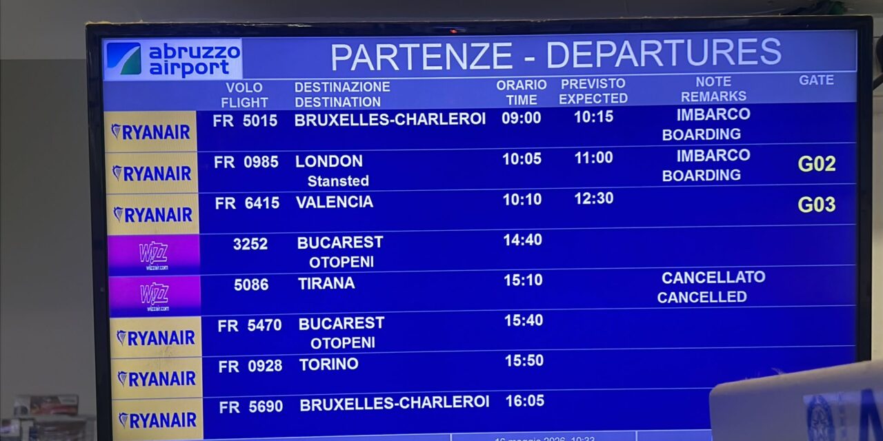 Aeroporto d’Abruzzo, disagi per i voli del mattino dopo un guasto tecnico