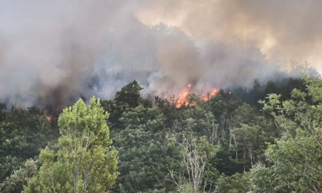 Incendio sulle colline tra Teramo e Canzano, intervento in corso