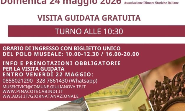 Giulianova, visite gratuite a Palazzo Bindi per la Giornata delle Dimore storiche