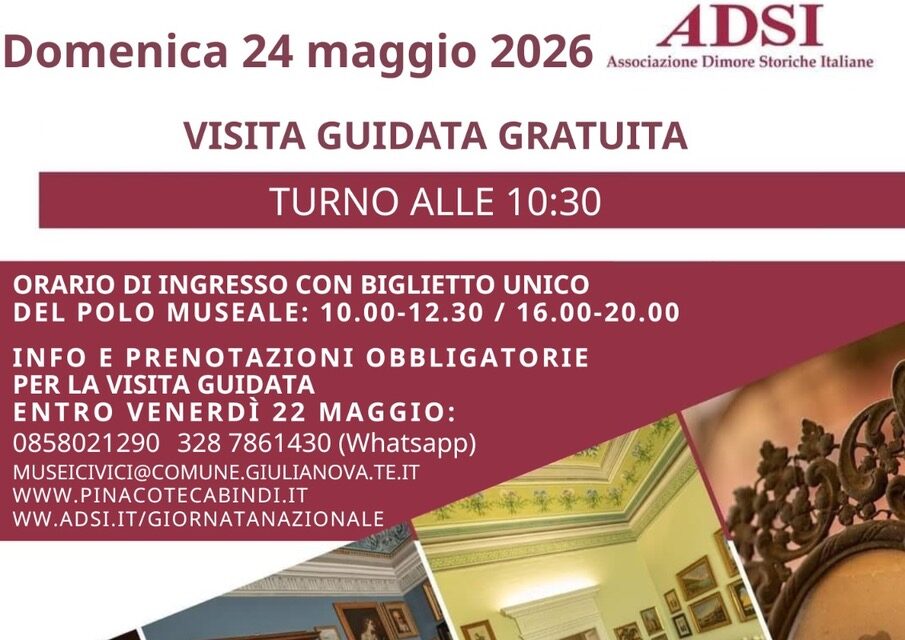 Giulianova, visite gratuite a Palazzo Bindi per la Giornata delle Dimore storiche