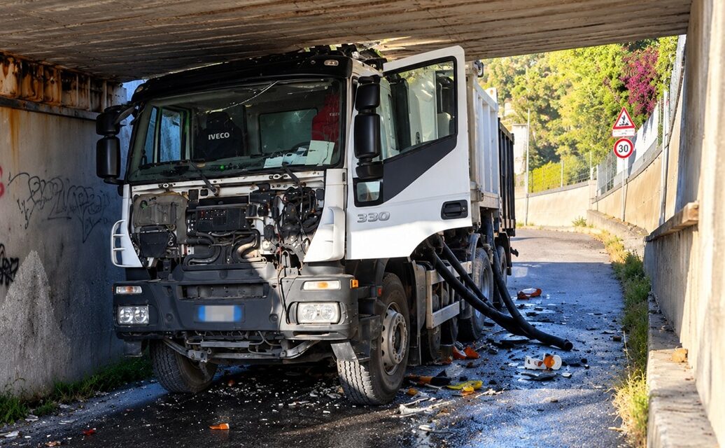 Martinsicuro, tir bloccato nel sottopasso: stop ai treni
