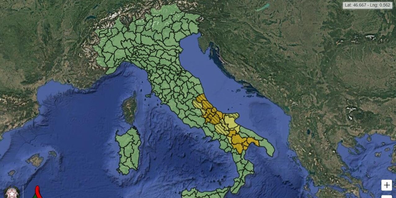 Maltempo in Abruzzo, resta l’allerta arancione