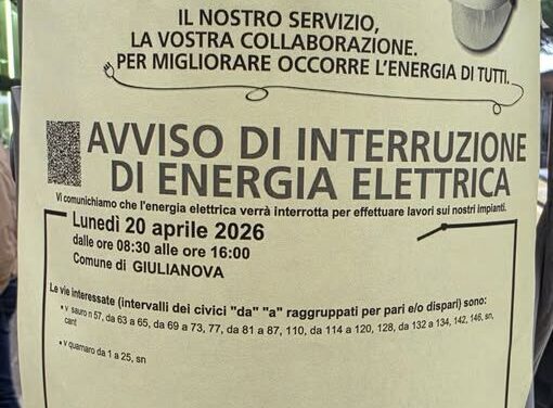 Giulianova, blackout programmato in centro il 20 aprile