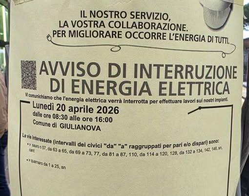 Giulianova, blackout programmato in centro il 20 aprile
