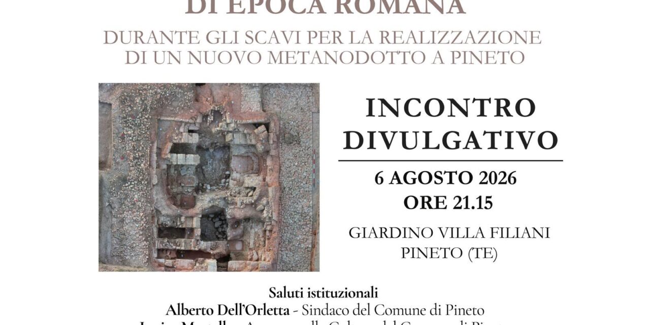 Pineto, serata pubblica sui ritrovamenti romani del metanodotto