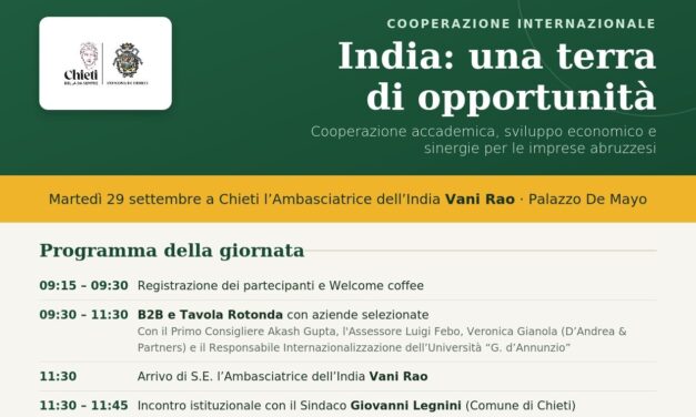 Chieti guarda all’India, incontro per imprese e atenei abruzzesi