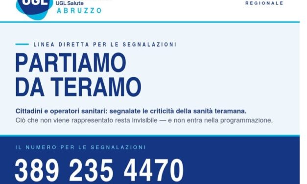 Sanità teramana, Ugl Salute apre un canale diretto