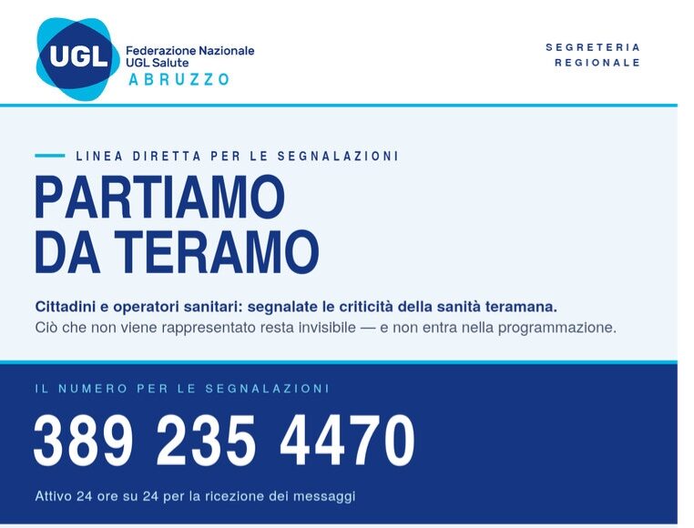 Sanità teramana, Ugl Salute apre un canale diretto