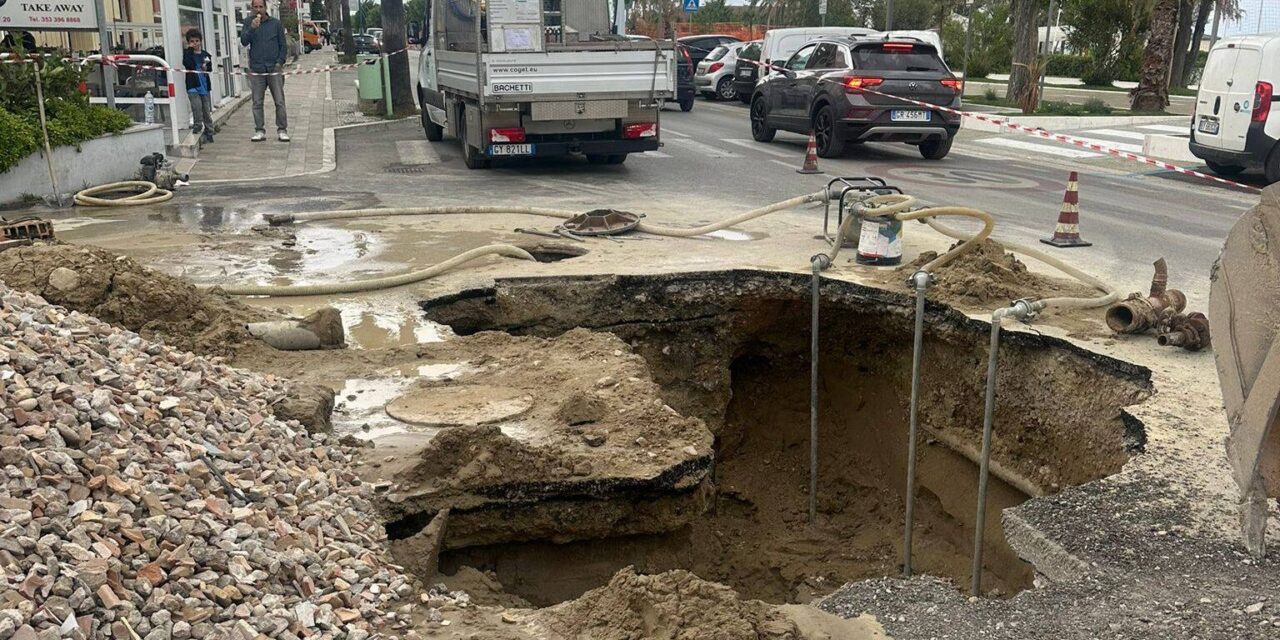 Alba Adriatica, guasto alla rete idrica dopo i lavori in via Trento