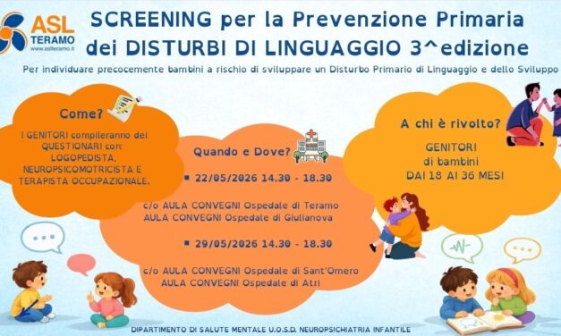 Teramo, screening gratuito per i piccoli sui segnali del linguaggio