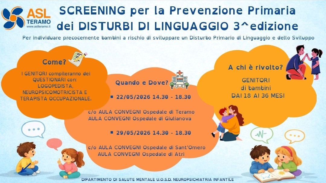 Teramo, screening gratuito per i piccoli sui segnali del linguaggio