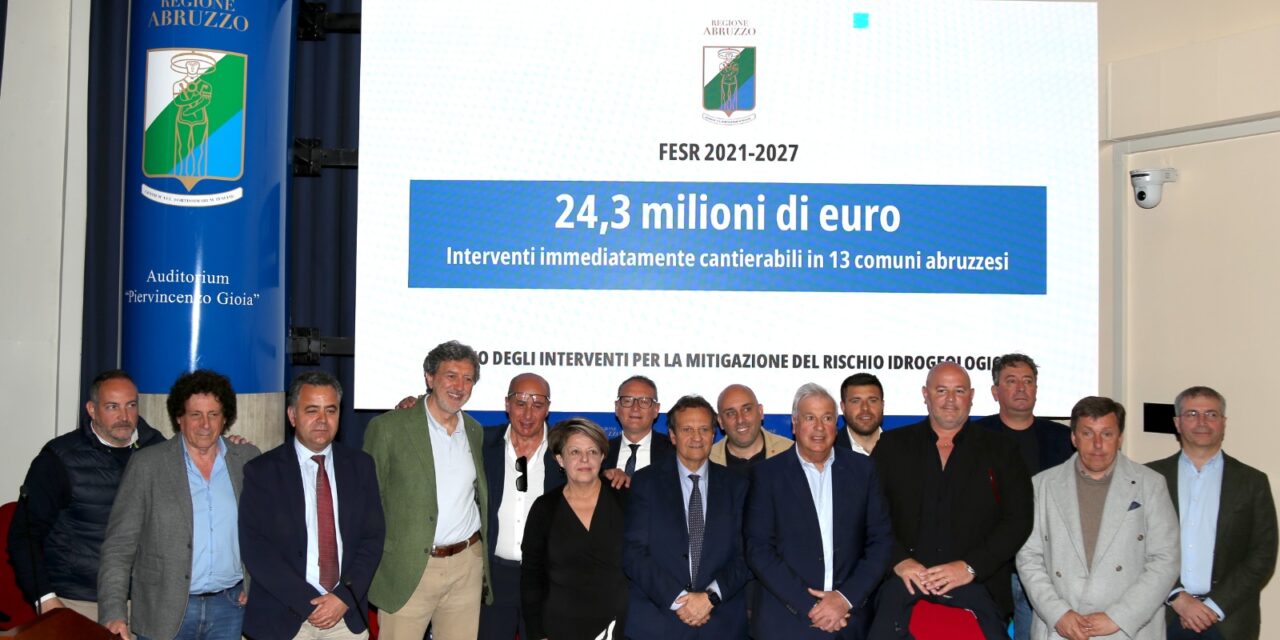 Rischio idrogeologico, fondi regionali per 13 Comuni abruzzesi